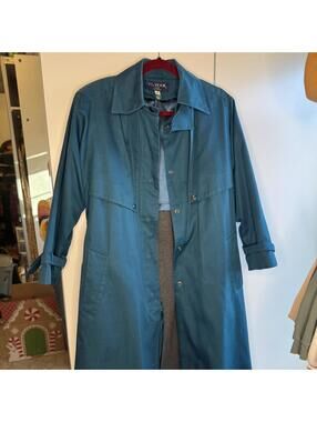 J.G. Hook Petite Teal Trench Coat Size 6